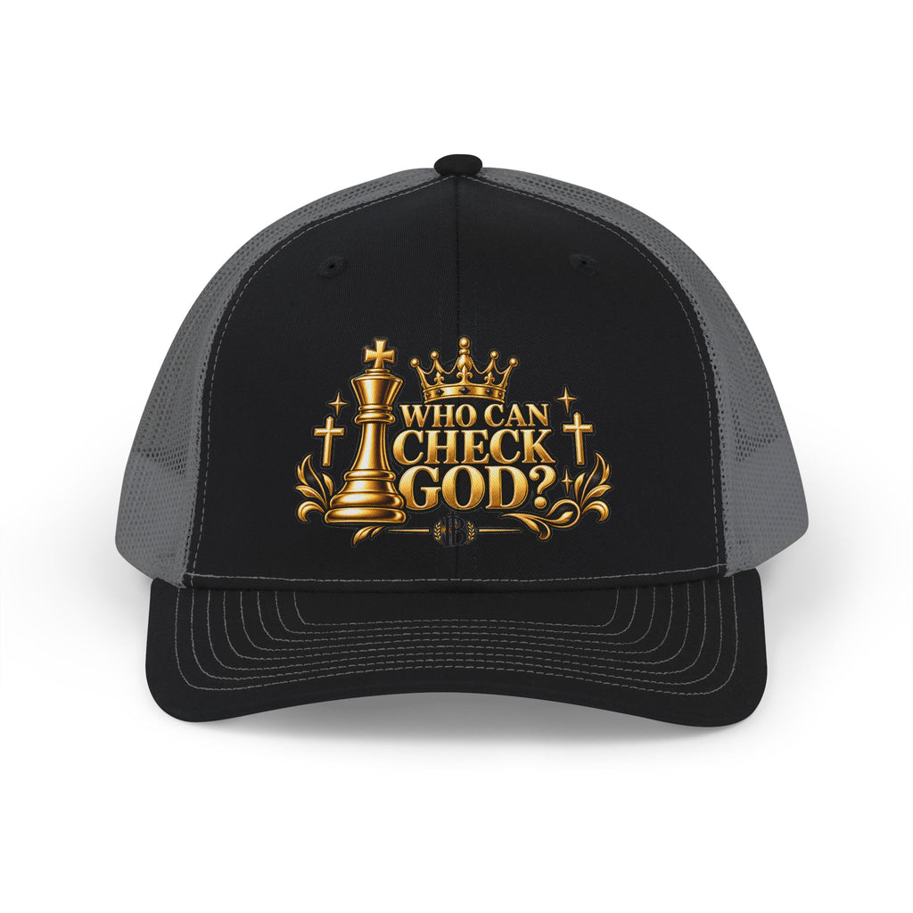 Who Can Check God? Faith Chess Trucker Cap | Pray & Bloom