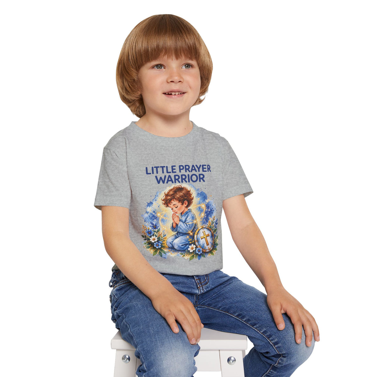 Little Prayer Warrior Kids Christian T-Shirt | Prayer Faith Tee for Children | Pray & Bloom