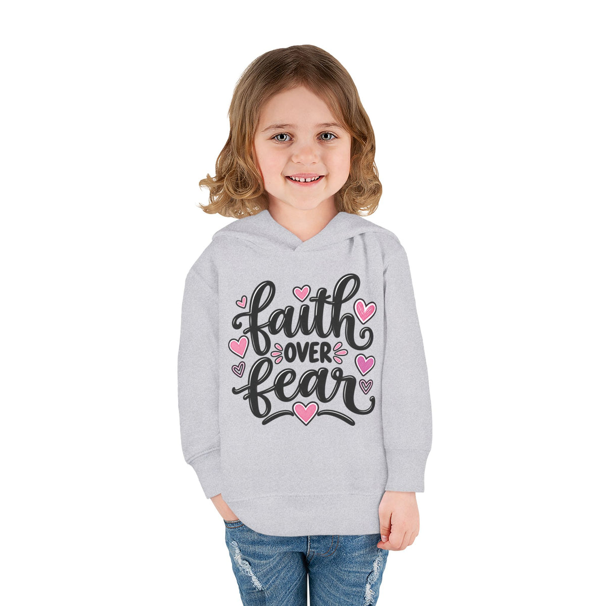 Faith Over Fear Kids Hoodie | Christian Toddler Pullover | Pray & Bloom