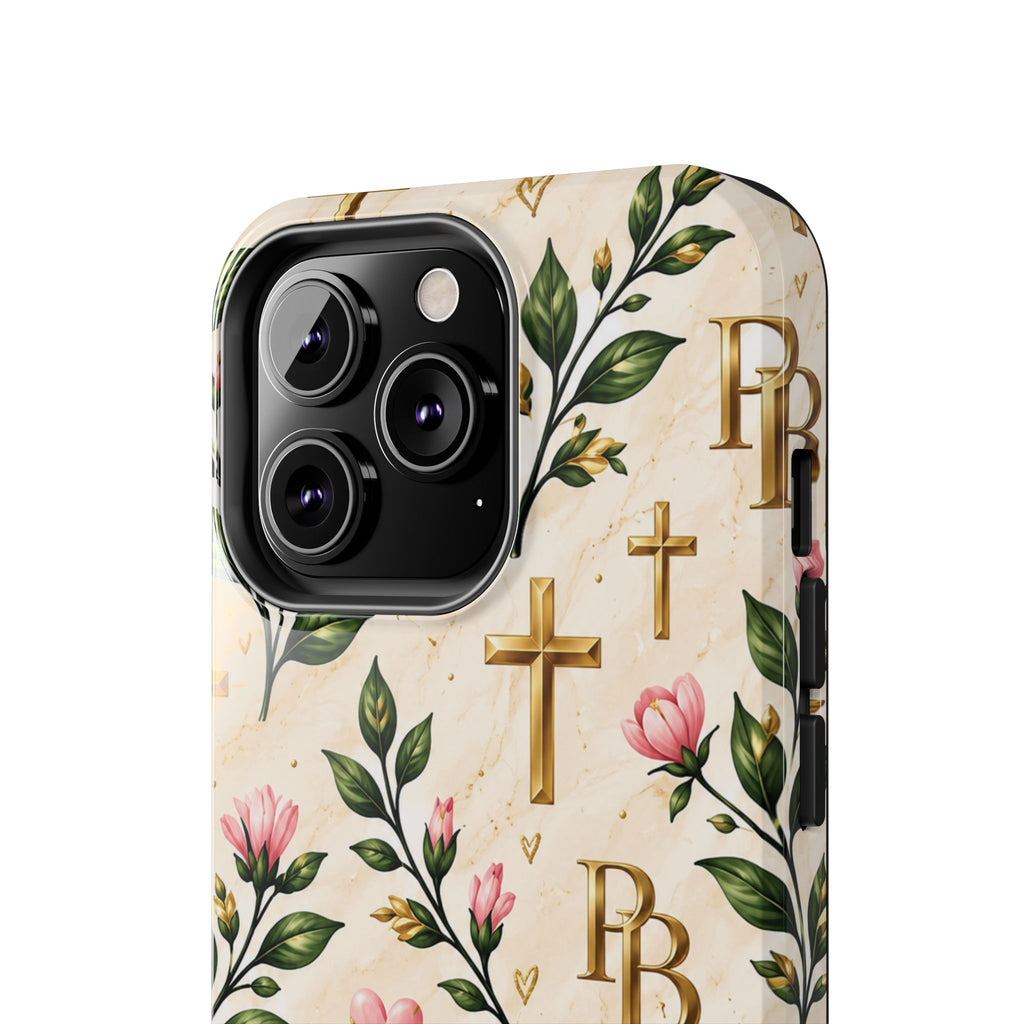 Pray & Bloom Christian Tough Phone Case | Floral Cross Faith Case