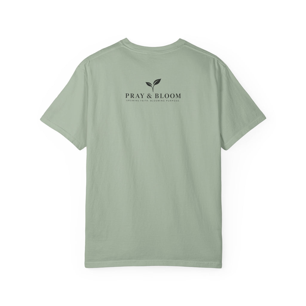Overcomer Christian T-Shirt | Faith-Based Floral Cross Tee | Pray & Bloom