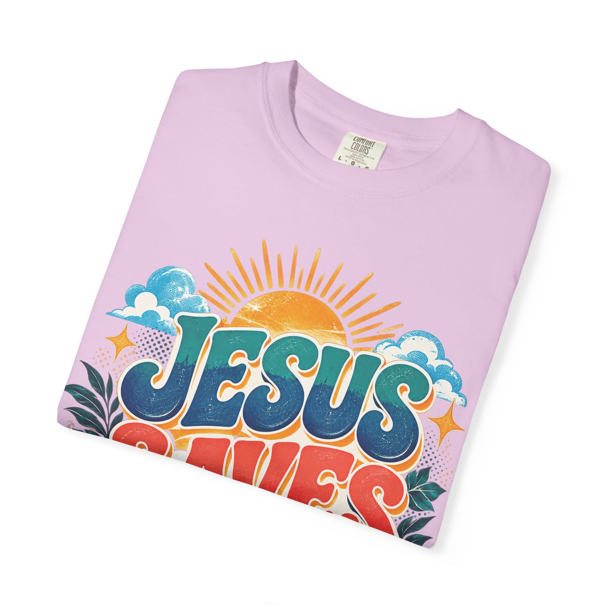Jesus Saves Christian T-Shirt | Colorful Retro Faith Tee | Pray & Bloom