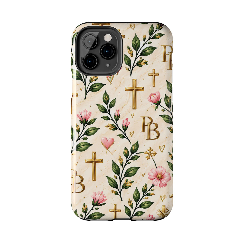 Pray & Bloom Christian Tough Phone Case | Floral Cross Faith Case