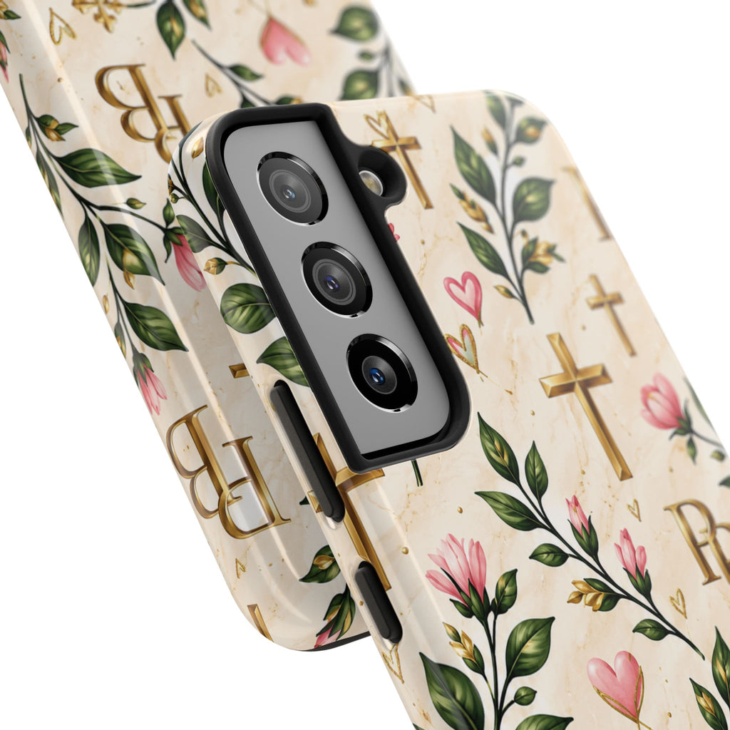 Pray & Bloom Christian Tough Phone Case | Floral Cross Faith Case