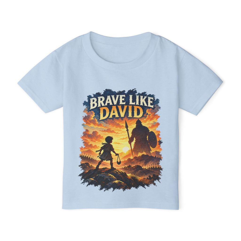 Brave Like David Kids Christian T-Shirt | David & Goliath Faith Tee | Pray & Bloom
