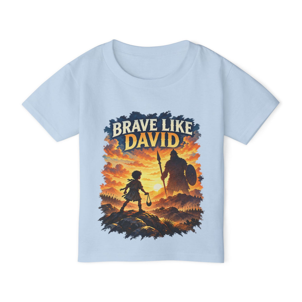 Brave Like David Kids Christian T-Shirt | David & Goliath Faith Tee | Pray & Bloom