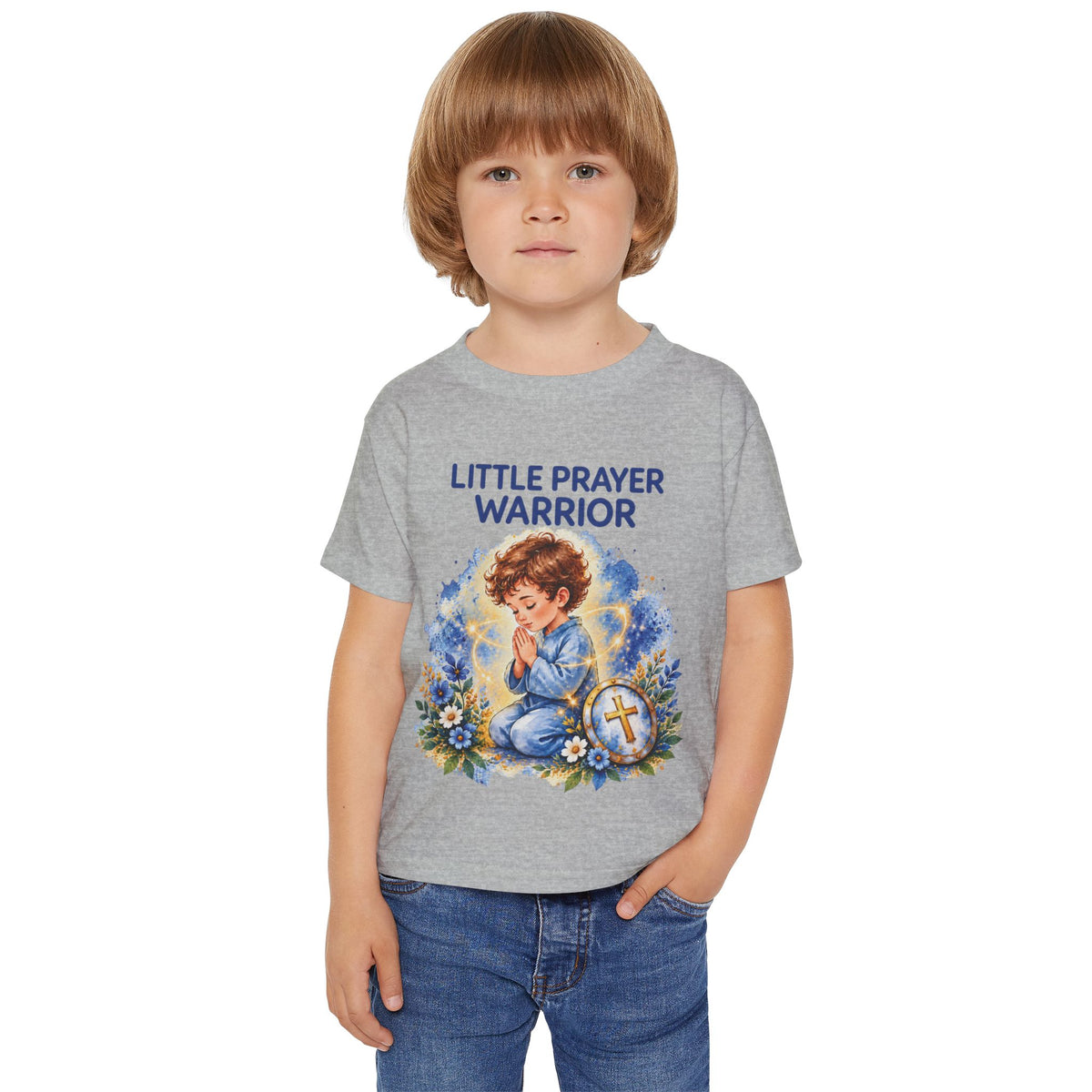Little Prayer Warrior Kids Christian T-Shirt | Prayer Faith Tee for Children | Pray & Bloom