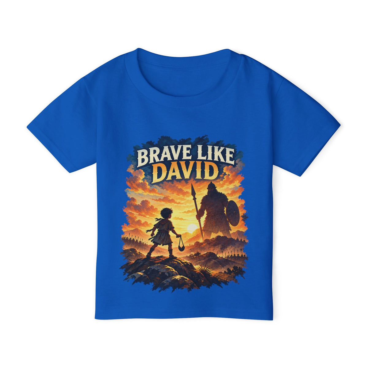 Brave Like David Kids Christian T-Shirt | David & Goliath Faith Tee | Pray & Bloom
