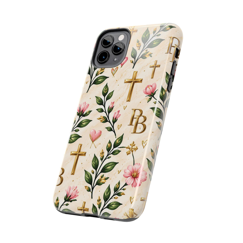 Pray & Bloom Christian Tough Phone Case | Floral Cross Faith Case
