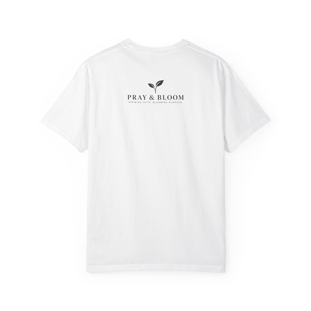 Overcomer Christian T-Shirt | Faith-Based Floral Cross Tee | Pray & Bloom