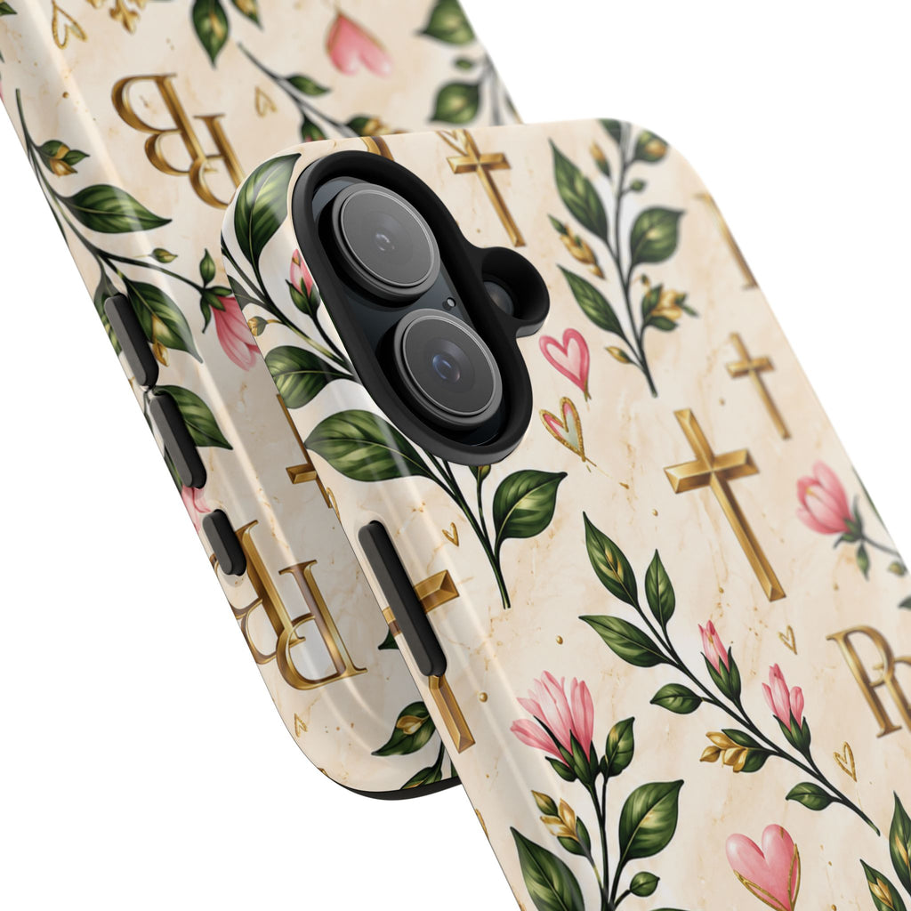 Pray & Bloom Christian Tough Phone Case | Floral Cross Faith Case