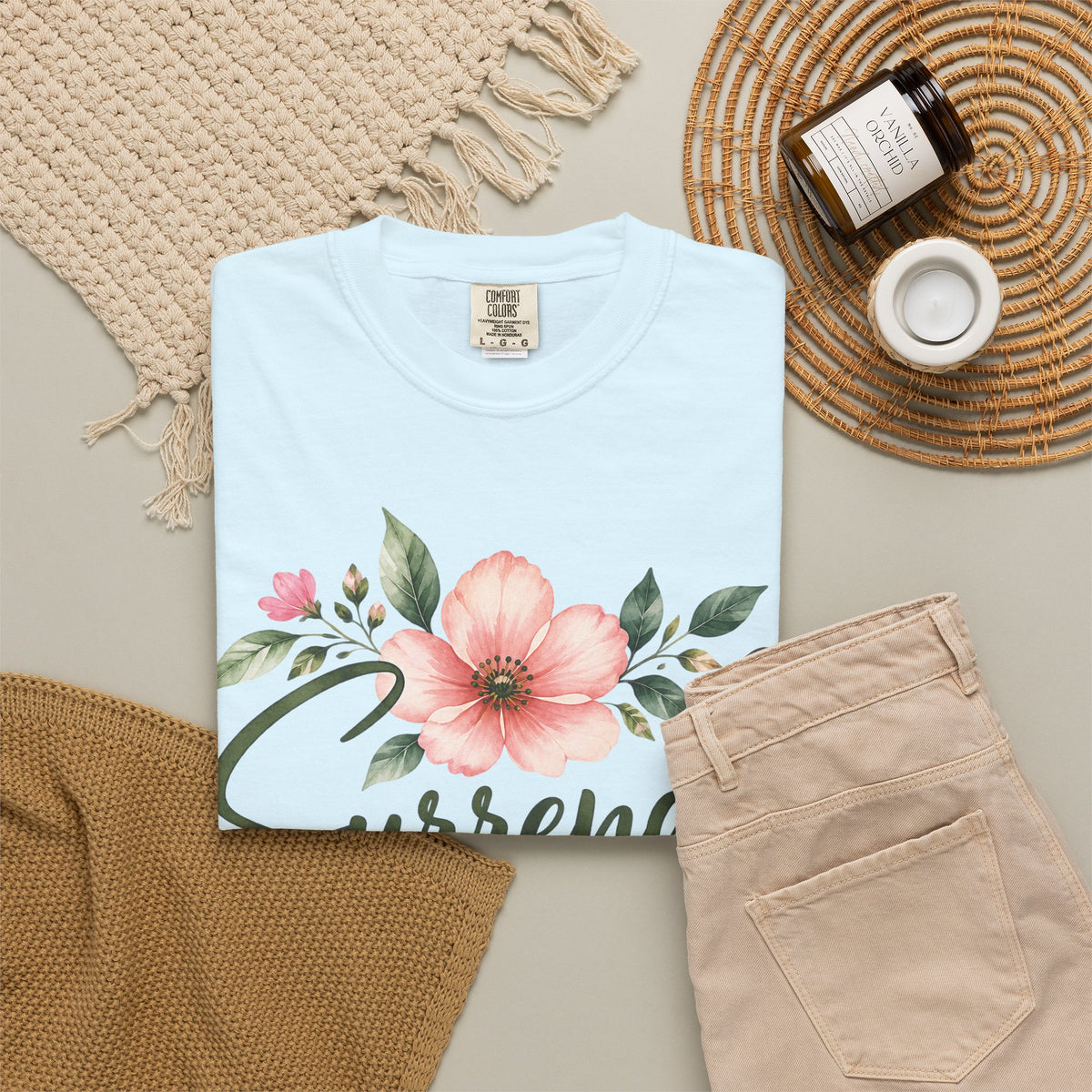 Surrender Christian T-Shirt | Lay It All at His Feet | Proverbs 3:5–6 | Pray & Bloom