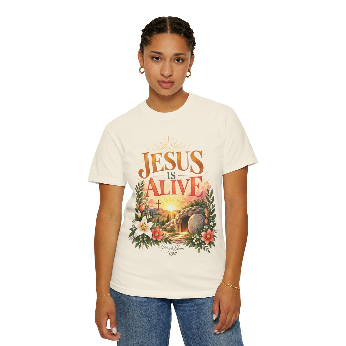 Jesus Is Alive Christian T-Shirt | Resurrection Faith Tee | Pray & Bloom