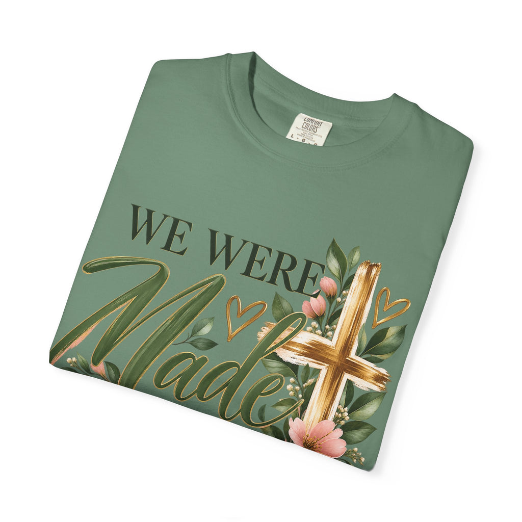 We Were Made in Heaven Christian T-Shirt | Faith-Based Cross & Floral Tee | Pray & Bloom