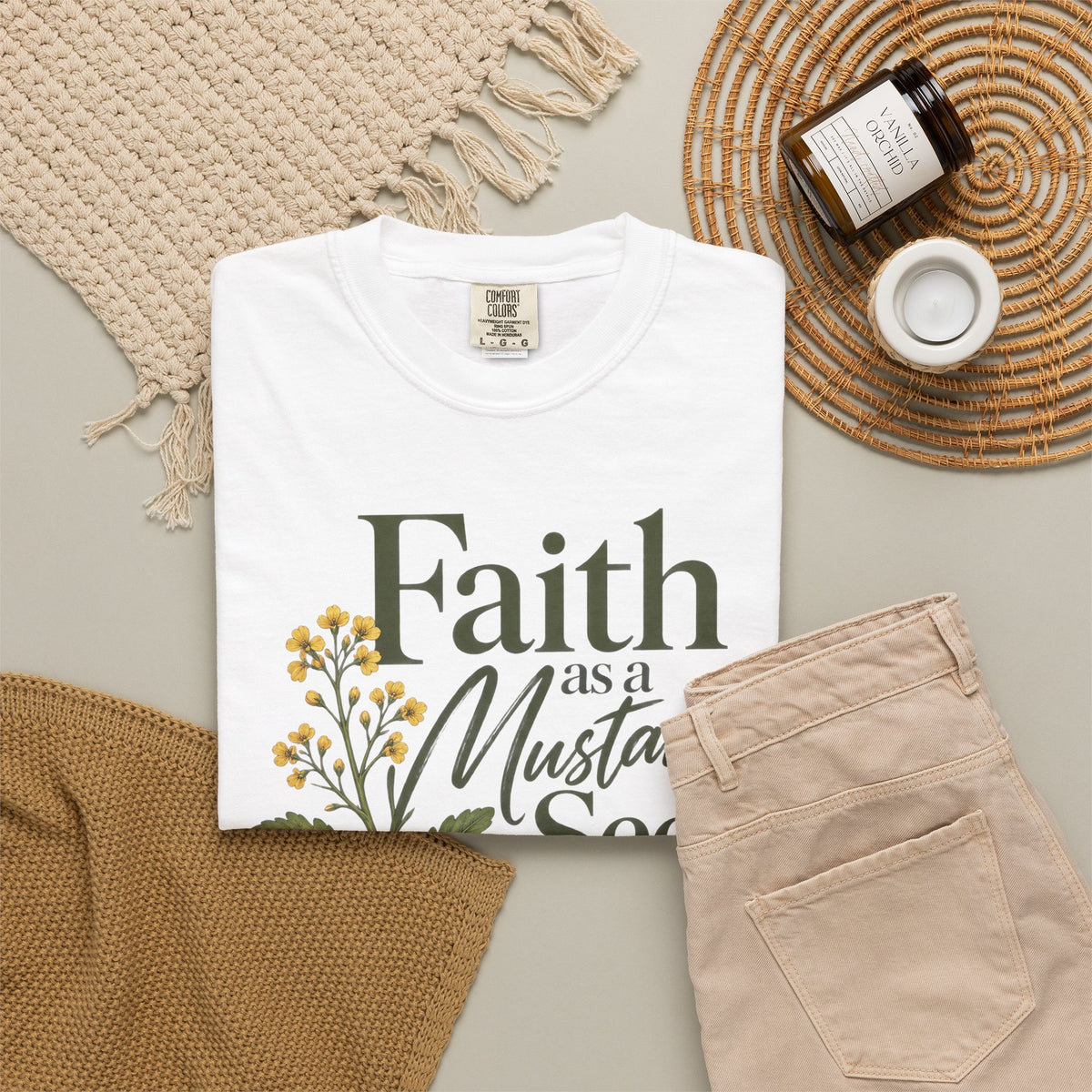 Faith as a Mustard Seed Christian T-Shirt | Matthew 17:20 | Pray & Bloom