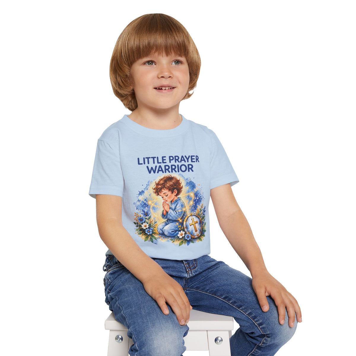 Little Prayer Warrior Kids Christian T-Shirt | Prayer Faith Tee for Children | Pray & Bloom