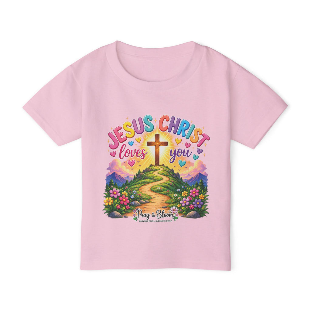 Jesus Christ Loves You Kids T-Shirt | Colorful Christian Toddler Tee | Pray & Bloom