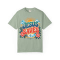 Jesus Saves Christian T-Shirt | Colorful Retro Faith Tee | Pray & Bloom