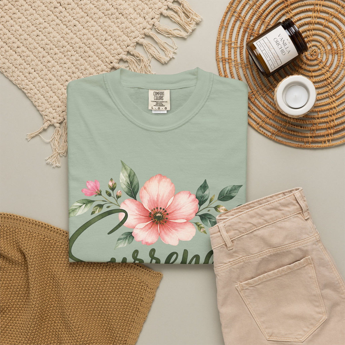 Surrender Christian T-Shirt | Lay It All at His Feet | Proverbs 3:5–6 | Pray & Bloom