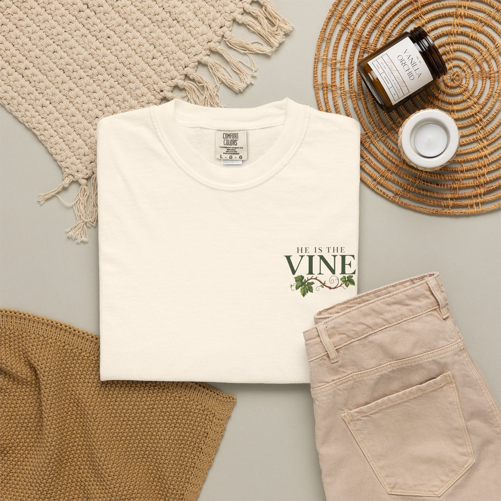 He Is the Vine Christian T-Shirt| John 15:5 Faith Based Tee| Pray & Bloom