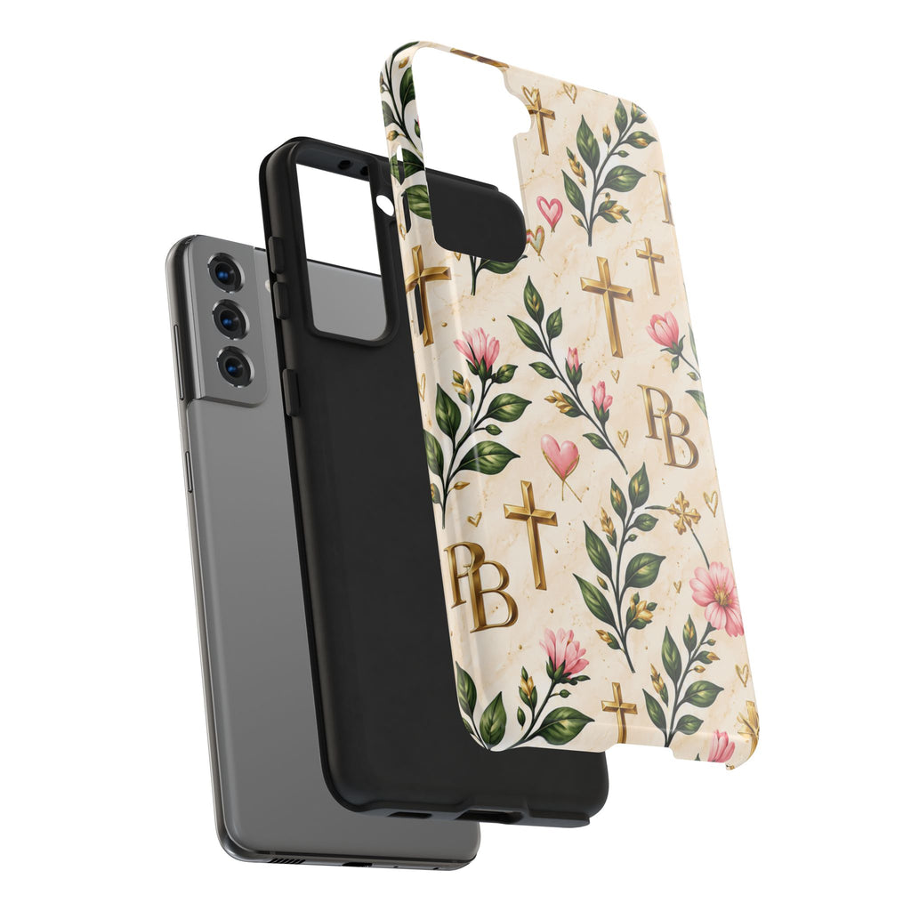 Pray & Bloom Christian Tough Phone Case | Floral Cross Faith Case