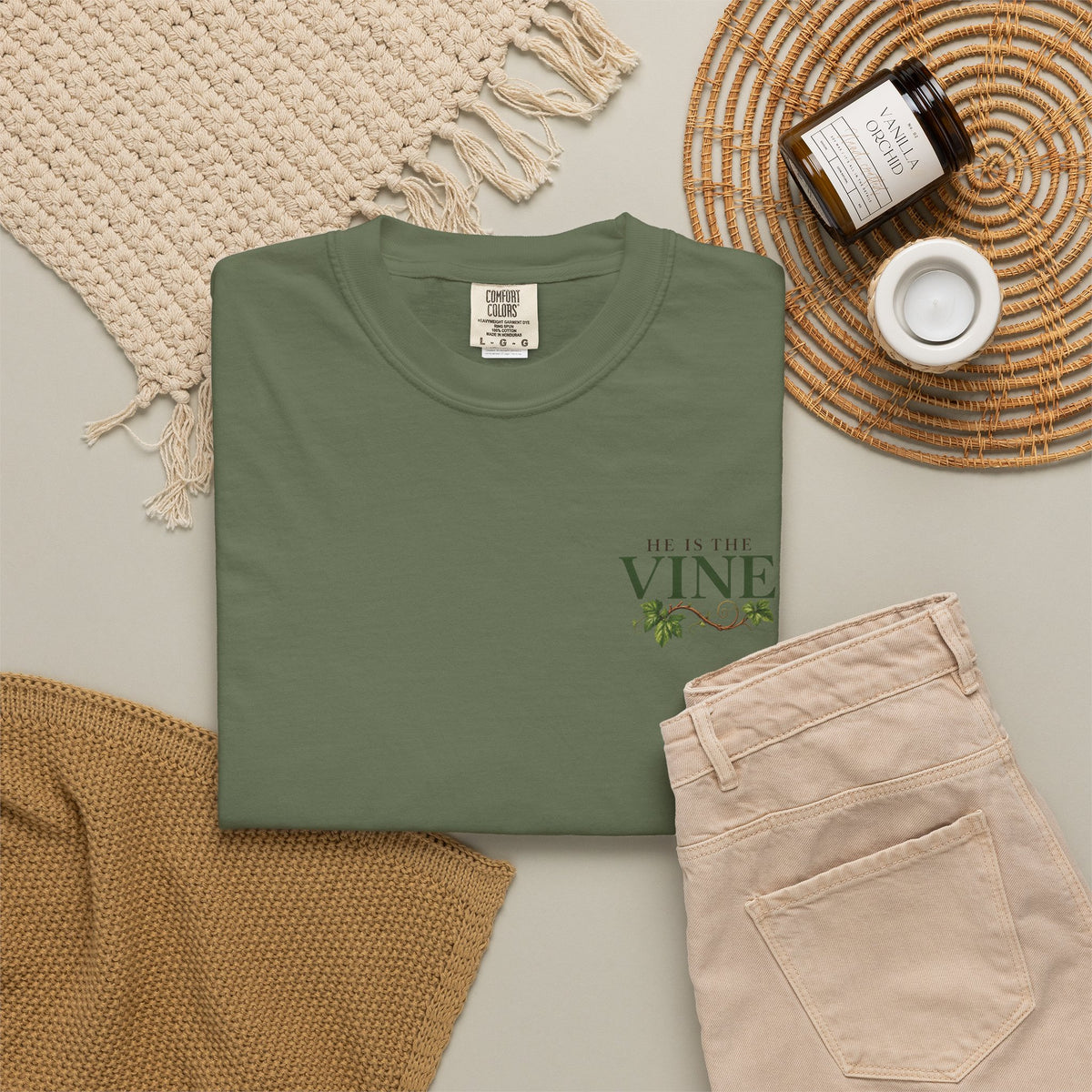 He Is the Vine Christian T-Shirt| John 15:5 Faith Based Tee| Pray & Bloom