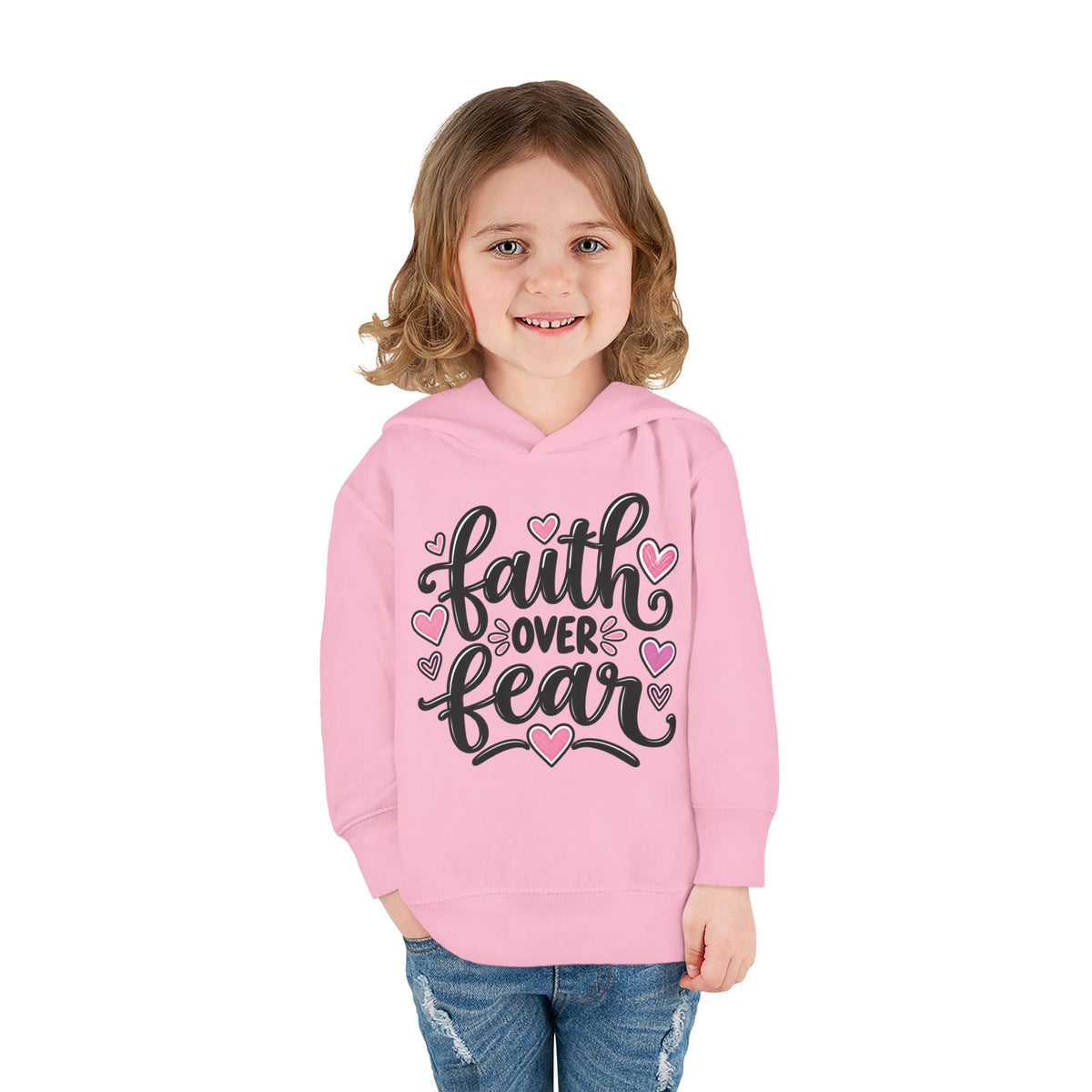 Faith Over Fear Kids Hoodie | Christian Toddler Pullover | Pray & Bloom