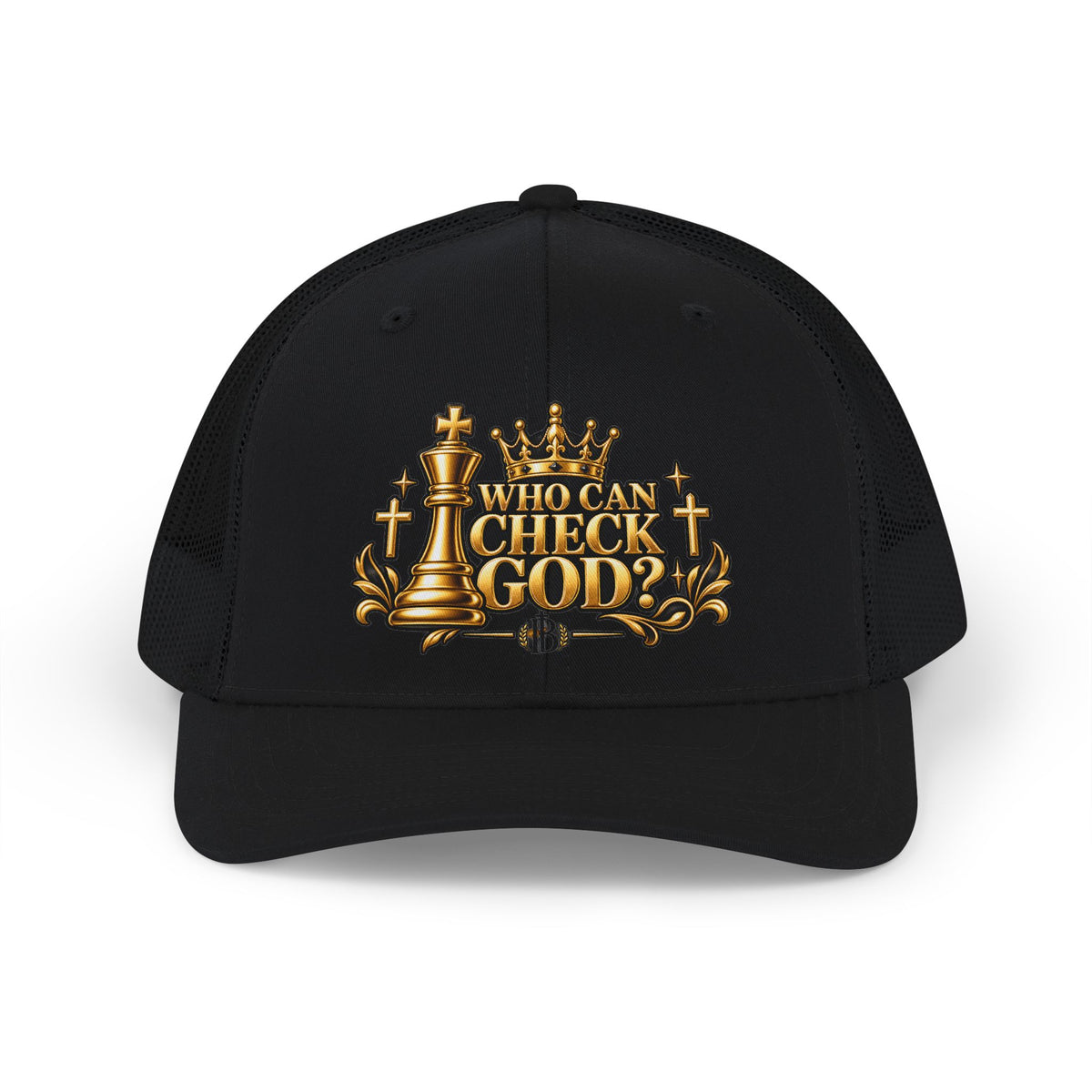 Who Can Check God? Faith Chess Trucker Cap | Pray & Bloom