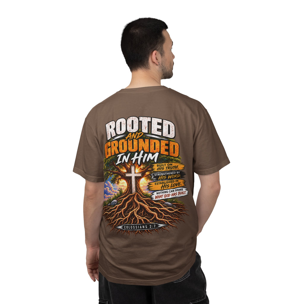 Grounded and Rooted in Him Christian T- Shirt | Pray & Bloom