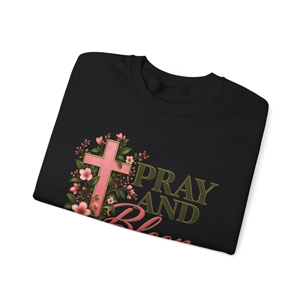 Pray & Bloom Christian Sweatshirt | Floral Cross Faith Crewneck | Growing Faith, Blooming Purpose