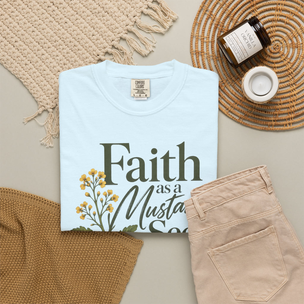 Faith as a Mustard Seed Christian T-Shirt | Matthew 17:20 | Pray & Bloom