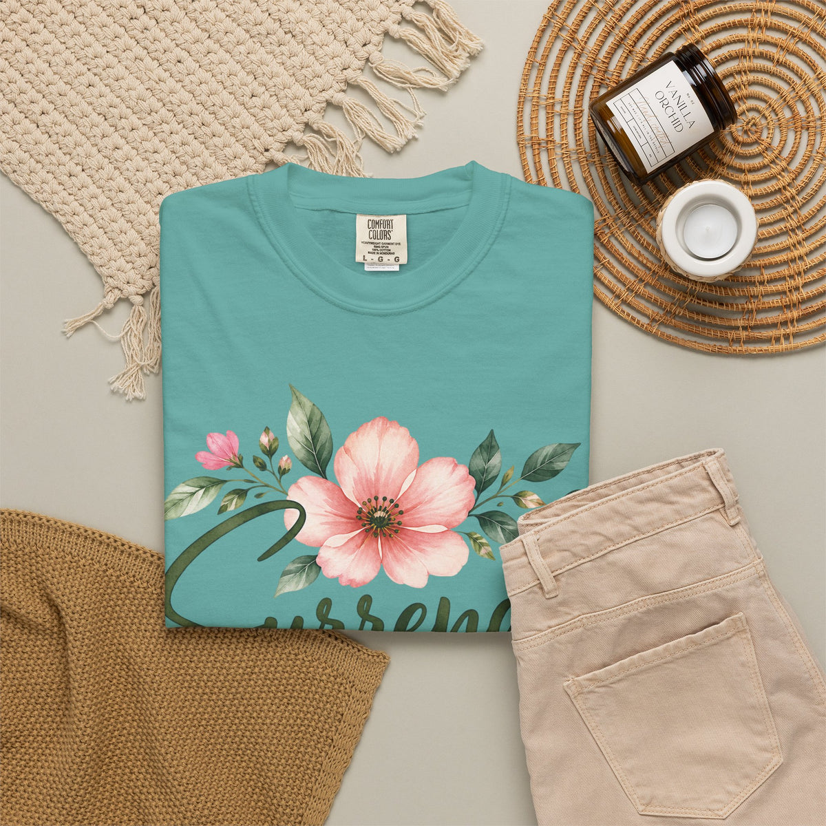 Surrender Christian T-Shirt | Lay It All at His Feet | Proverbs 3:5–6 | Pray & Bloom