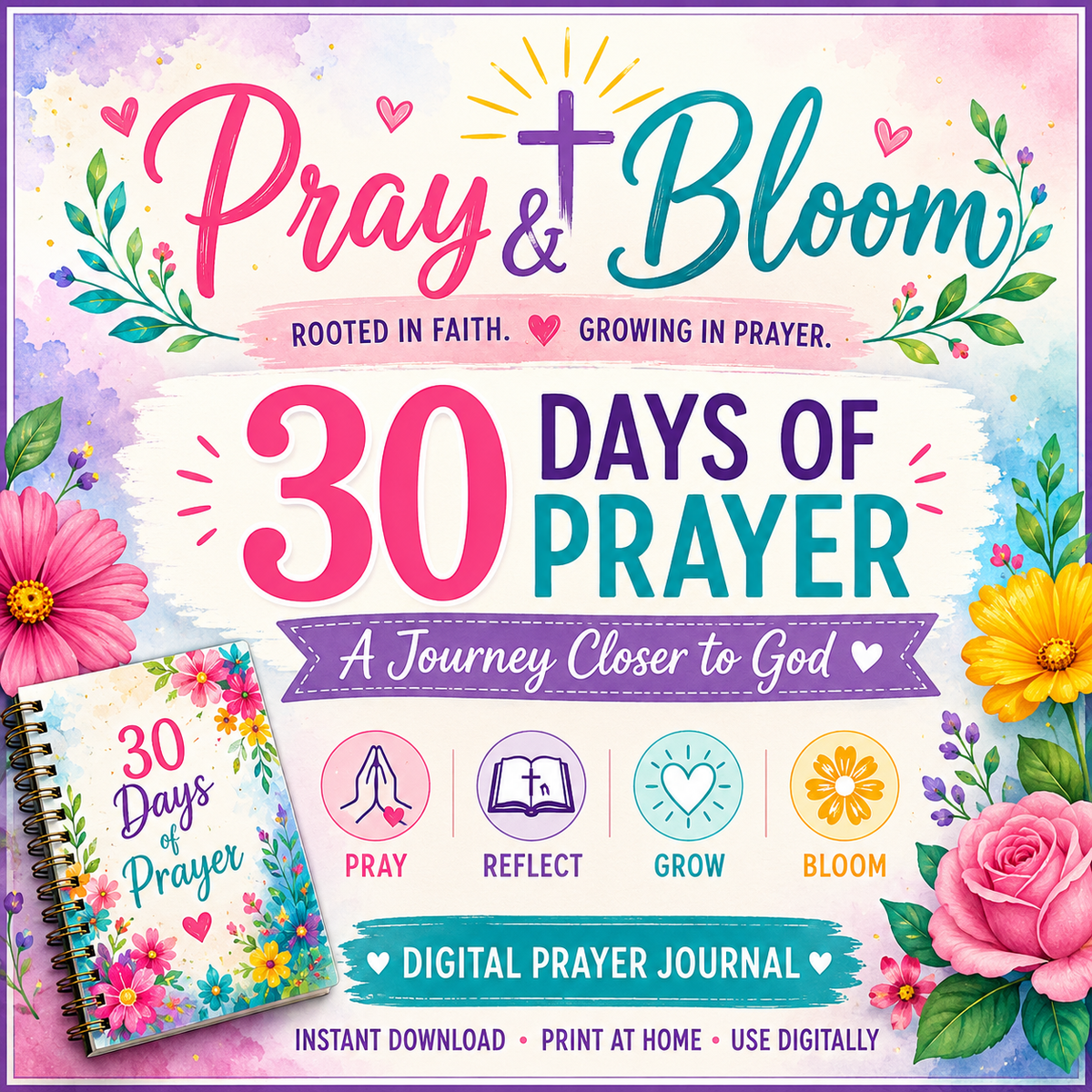 30 Day of Prayer | A Christian Prayer Journal | Pray & Bloom