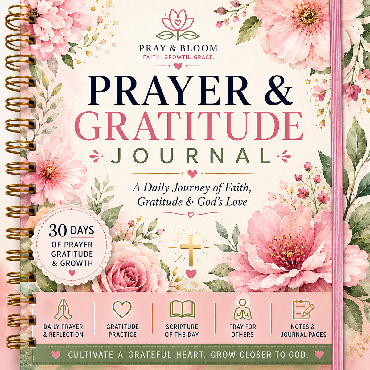 Prayer & Gratitude Journal | 30-Day Christian Prayer Journal | Pray & Bloom
