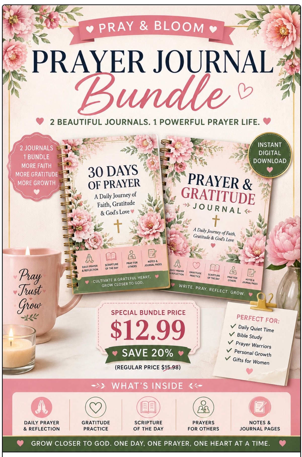 Pray & Bloom Prayer Journal Bundle | Christian Journals